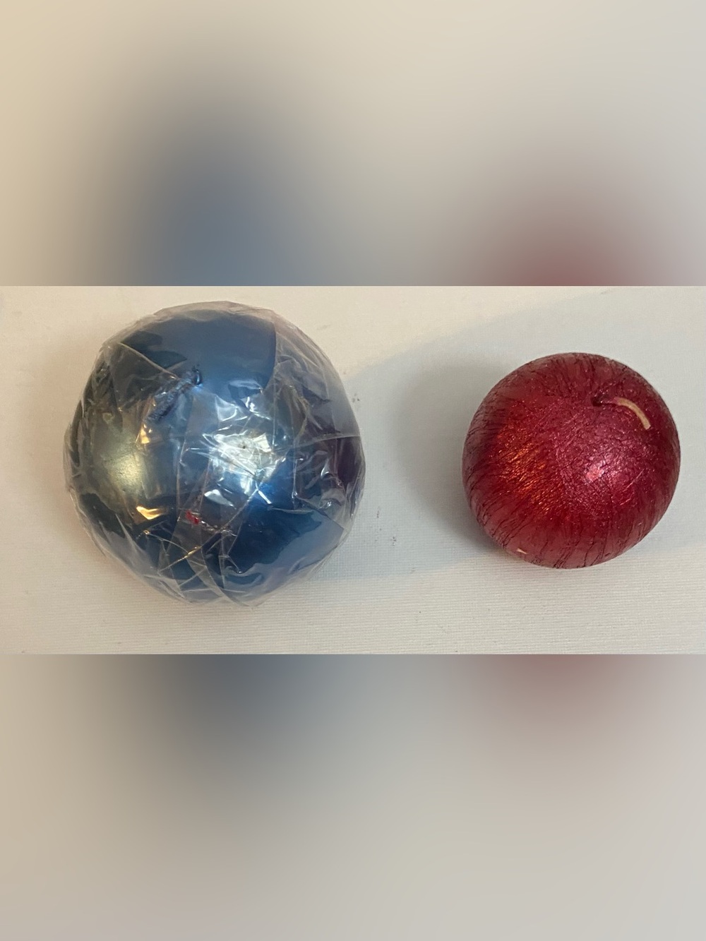 Blue and Red Holiday Ornament and Apple Set